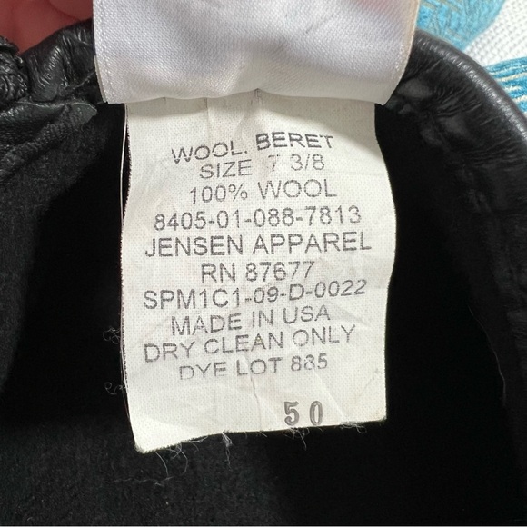 Vintage USA Army Black Beret Hat Cap Jensen Apparel Garrison Collection 100 Wool - Picture 7 of 16